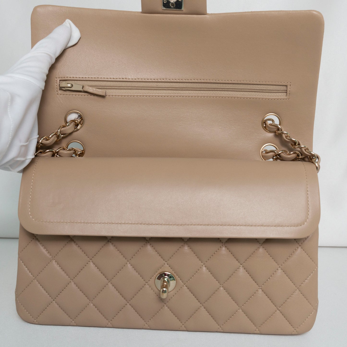 Chanel Classic Flap Medium | 21S Dark Beige Lambskin Gold Hardware