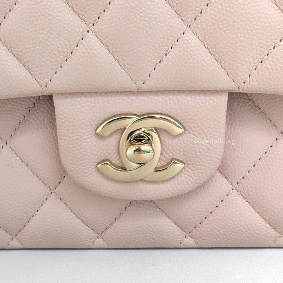 Chanel Classic Flap Medium | 21C Rose Claire Pink Caviar Light Gold Hardware