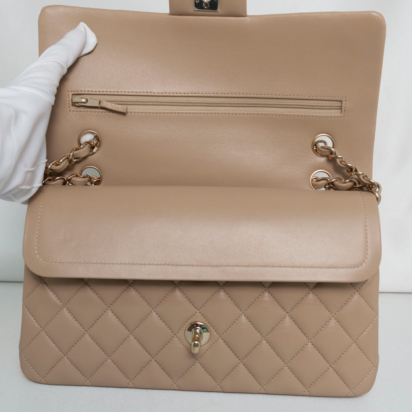 Chanel Classic Flap Medium | 21S Dark Beige Lambskin Gold Hardware