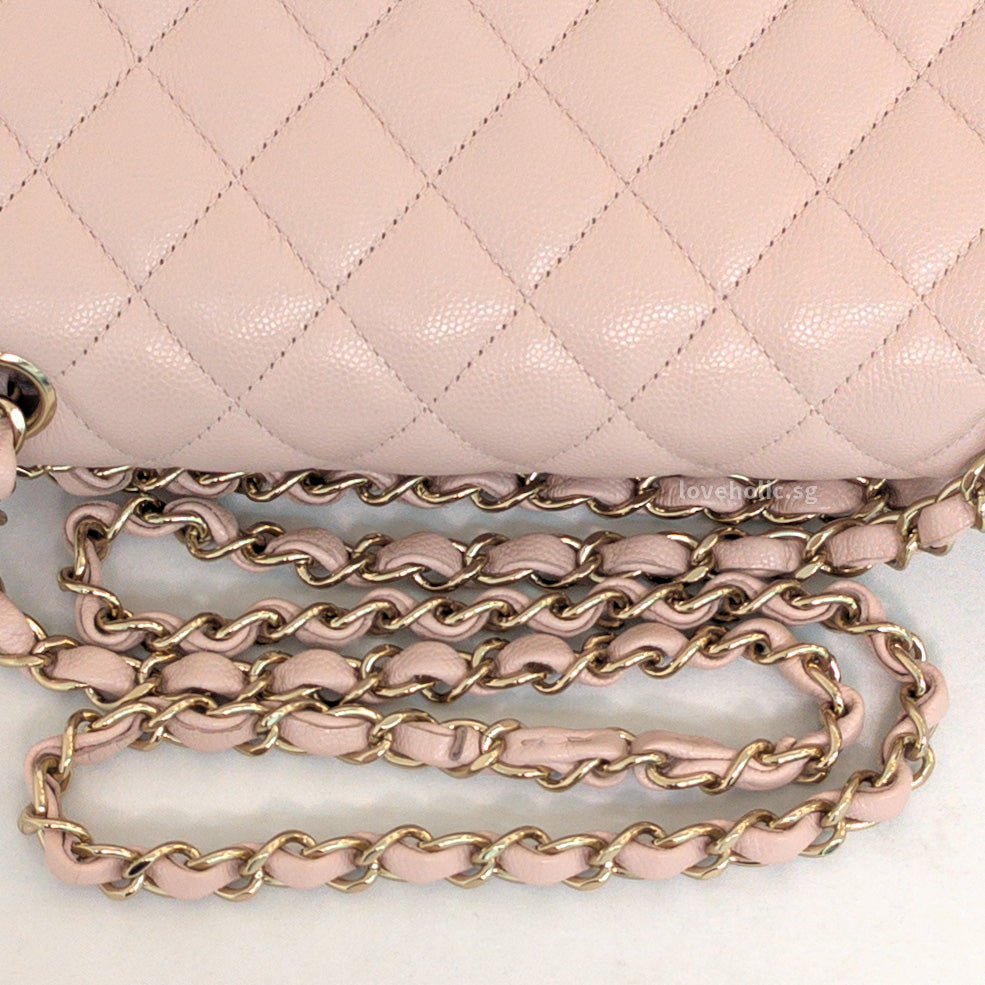 Chanel Classic Flap Medium | 21C Rose Claire Pink Caviar Light Gold Hardware