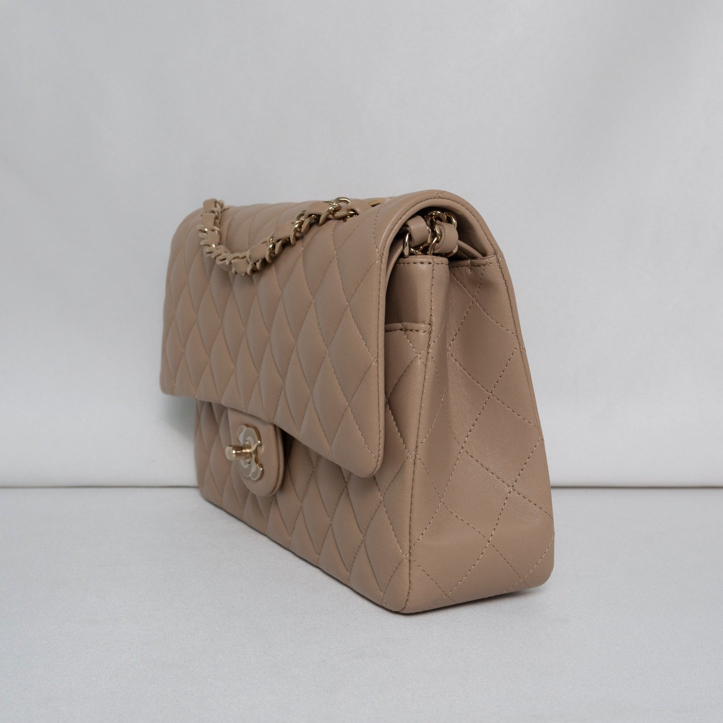 Chanel Classic Flap Medium | 21S Dark Beige Lambskin Gold Hardware