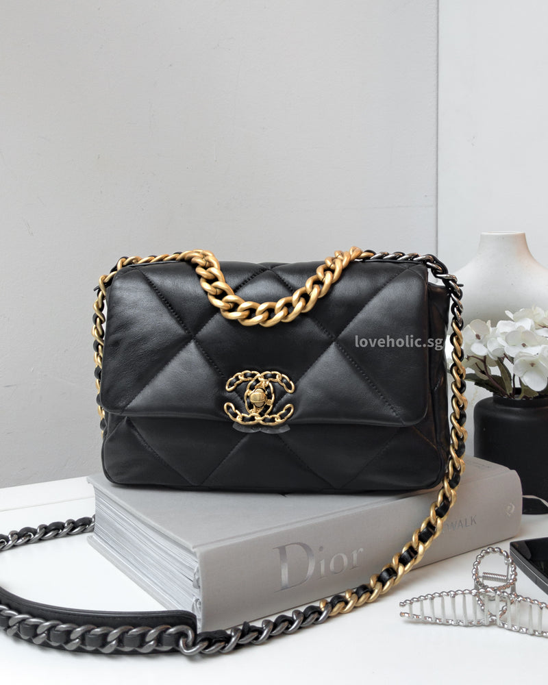 Chanel Chanel 19 Small | Black Lambskin Multicolored Hardware-main