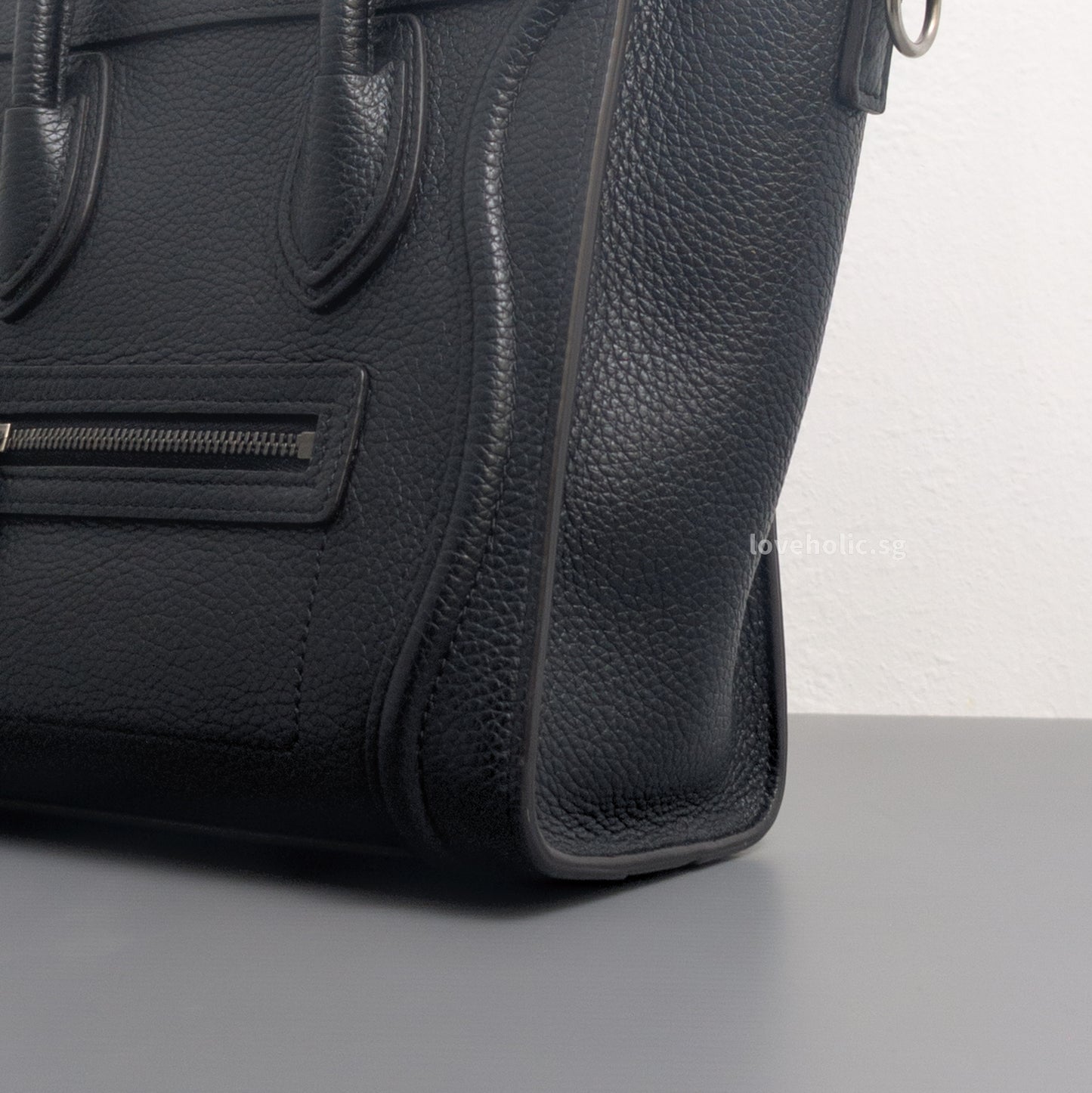 Luggage Nano | Black Calfskin Ruthenium Hardware