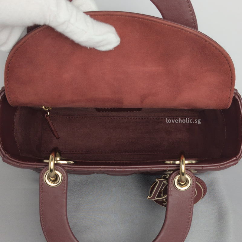 My ABC Lady Dior Small | Burgundy Lambskin Light Gold Hardware