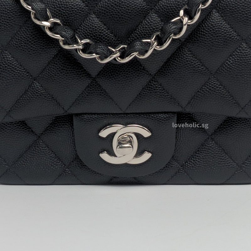 Chanel Classic Flap Mini Square | 18B Black Caviar Silver Hardware