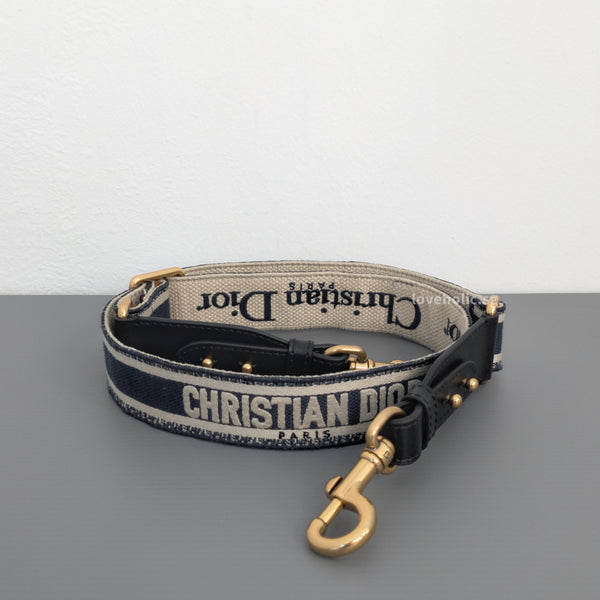 Dior Adjustable Shoulder Strap | Blue Oblique Jacquard Brushed Gold Hardware-modelshots
