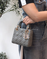 Dior Lady Dior Mini | Grey Lambskin Light Gold Hardware-modelshots