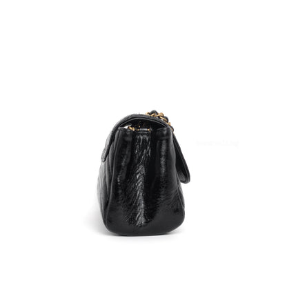 Hobo Chevron Crossbody Small | Black Aged Calfskin Brushed Gold Hardware