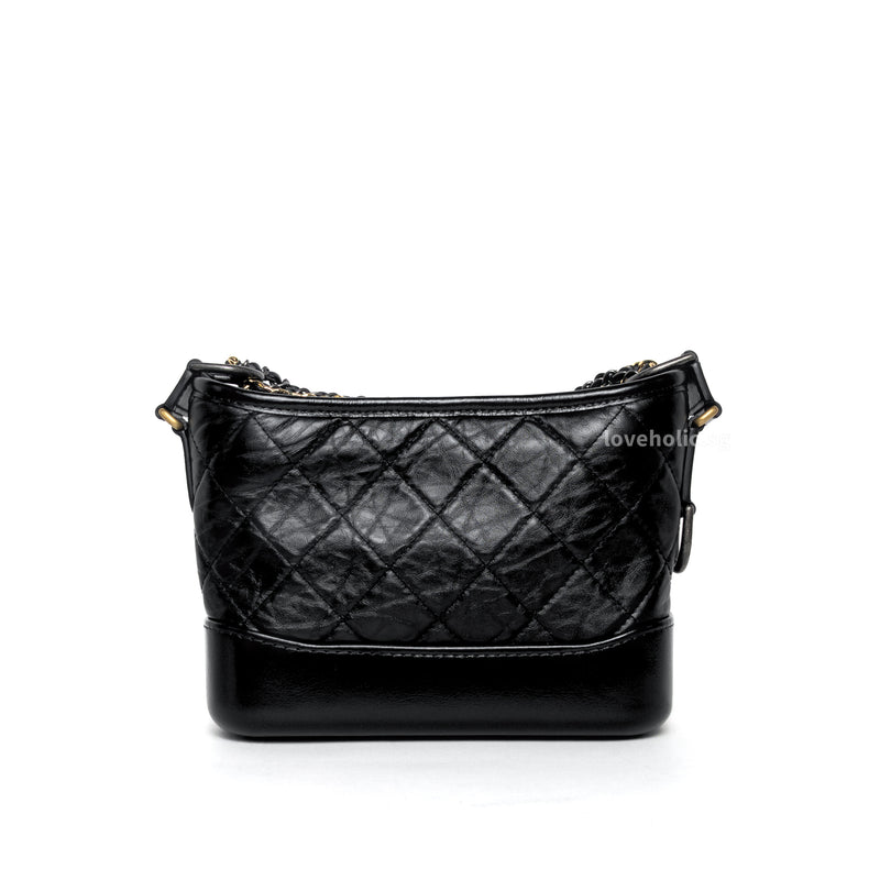 Chanel Gabrielle Hobo Small | Black Aged Calfskin Gold/Silver Hardware