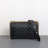 Chanel Boy Small | Black Caviar Brushed Gold Hardware-back