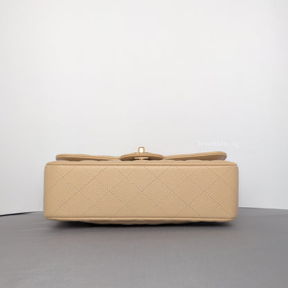 Classic Flap Small | Beige Claire Caviar Gold Hardware