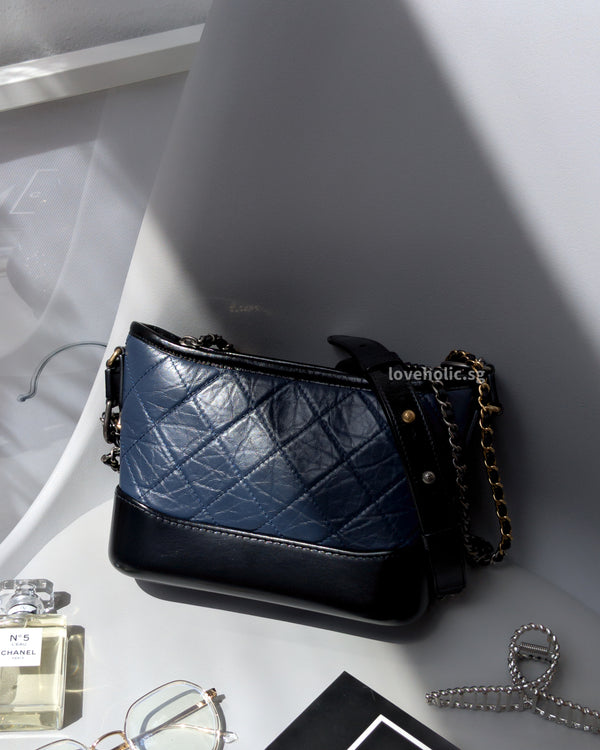 Chanel Gabrielle Hobo Small | Navy Blue Aged Calfskin Gold/Silver Hardware