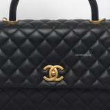 Coco Handle Medium | Black Caviar Brushed Gold Hardware