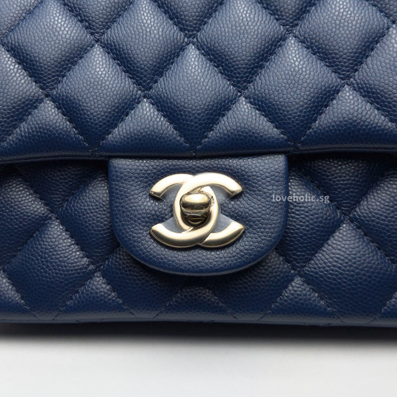 Chanel Classic Flap Mini Square | Navy Blue Caviar Gold Hardware