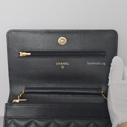 Wallet On Chain Black Caviar Gold Hardware
