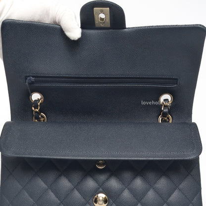 Chanel Classic Flap Medium | 18B Midnight/Navy Blue Caviar Light Gold Hardware