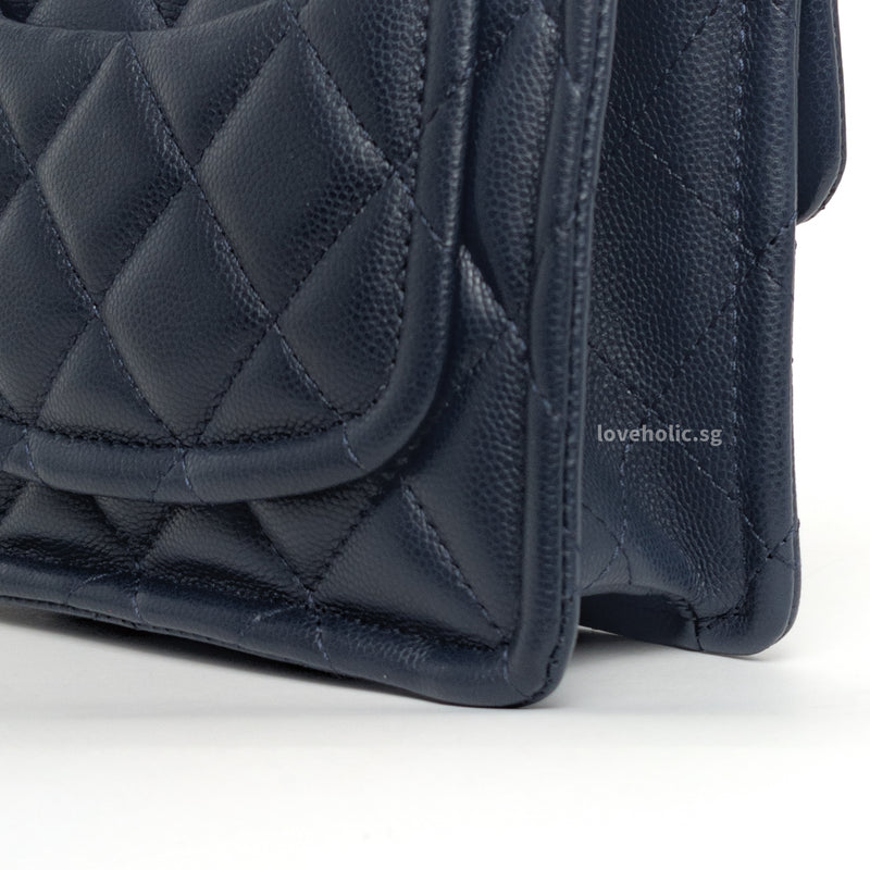 Chanel Sweet Mini Square Flap 21K Dark Blue/Navy  Caviar Brushed Gold Hardware