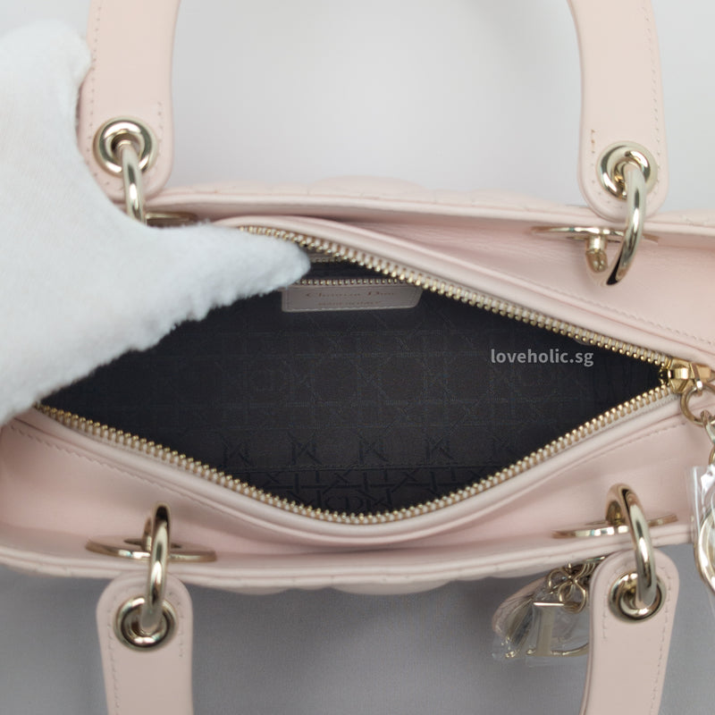 Lady Dior Medium | Powder Pink Lambskin Light Gold Hardware
