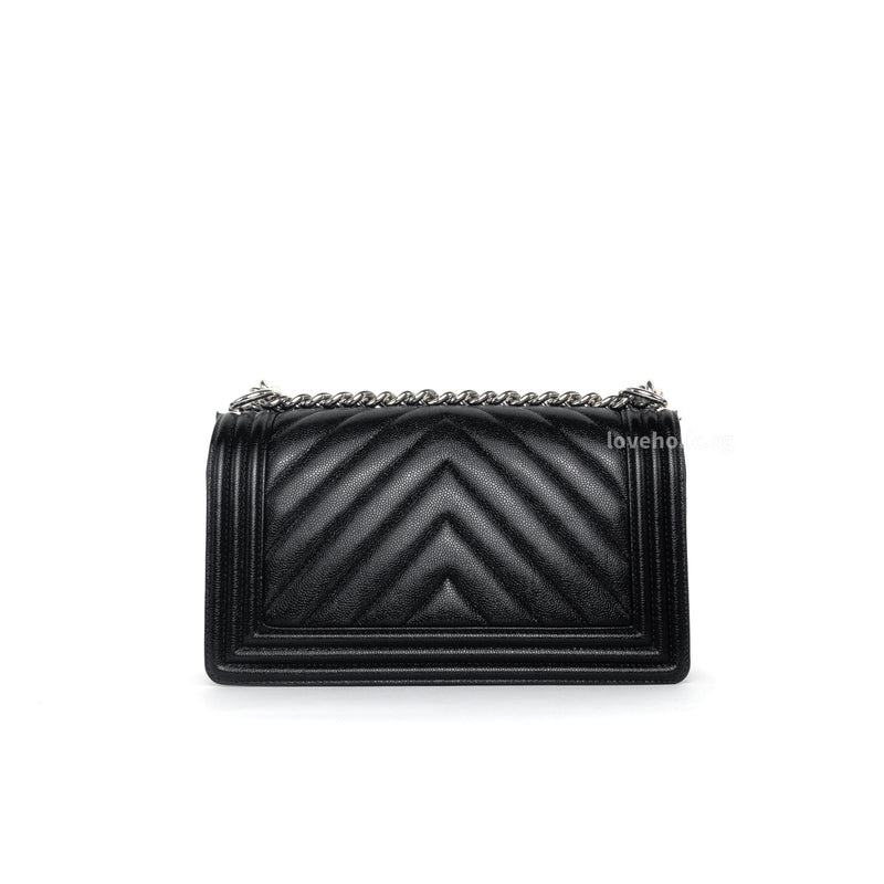 Chanel Boy Chervon Old Medium | Black Caviar Silver Hardware