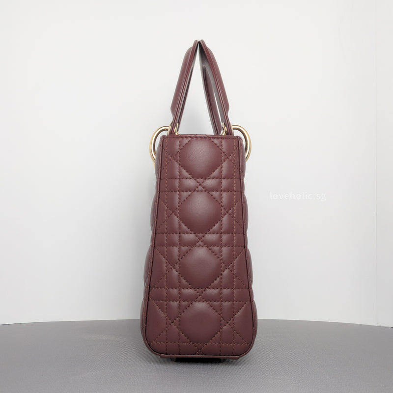 Dior My ABC Lady Dior Small | Burgundy Lambskin Light Gold Hardware-details