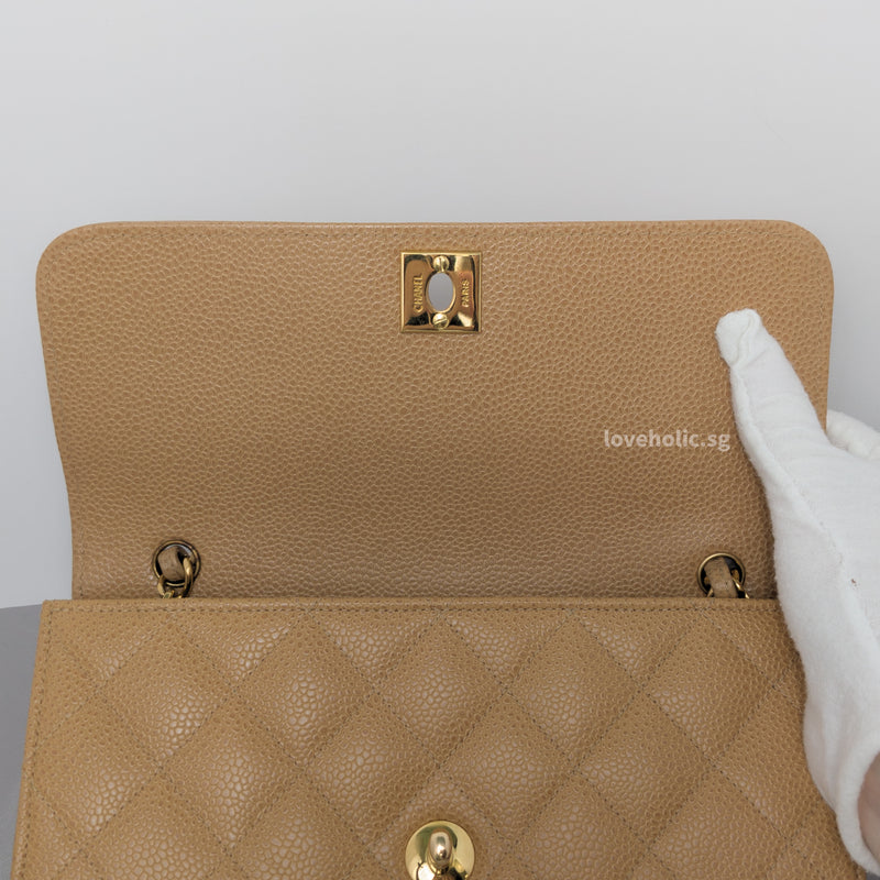 Vintage Kelly Clutch with Chain | Dark Beige Caviar 24K Gold Hardware