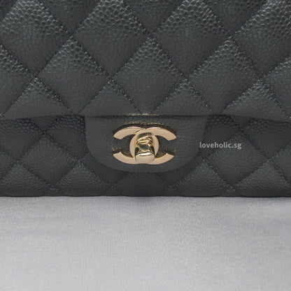 Classic Flap Small | 18S Dark Grey Caviar Light Gold Hardware