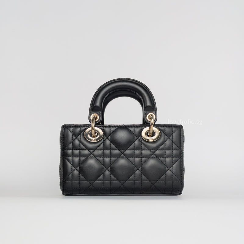 Dior Lady D-Joy Micro | Black Lambskin Light Gold Hardware-back