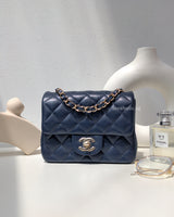 Chanel Classic Flap Mini Square | 17B Navy Blue Caviar Light Gold Hardware-main