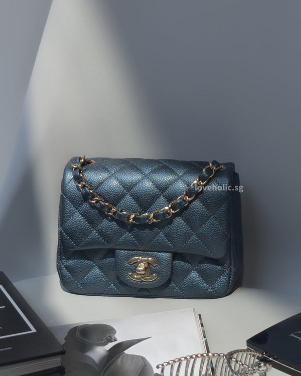 Chanel Classic Flap Mini Square | 18S Dark Blue Caviar Gold Hardware-main