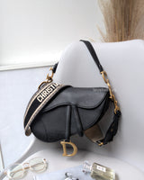 Dior Saddle Medium | Black Calfskin Brushed Gold Hardware