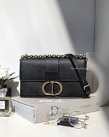 Dior Montaigne 30 Medium | Black Grained Calfskin Gold Hardware