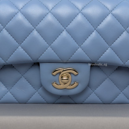 Classic Flap Mini Rectangle | 21C Sky Blue Lambskin Light Gold Hardware