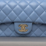 Classic Flap Mini Rectangle | 21C Sky Blue Lambskin Light Gold Hardware