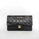 Chanel Vintage Classic Flap Medium | Black Lambskin 24K Gold Hardware-whitebackground