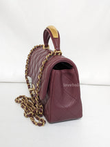 Chanel Mini Rectangle with Top Handle  | 22P Burgundy Lambskin Gold Hardware