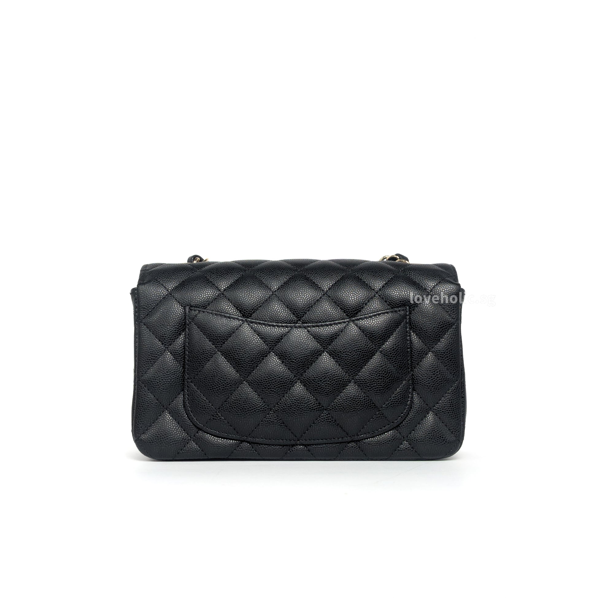 Chanel Mini Rectangle  | 17C Black Caviar Light Gold Hardware-back