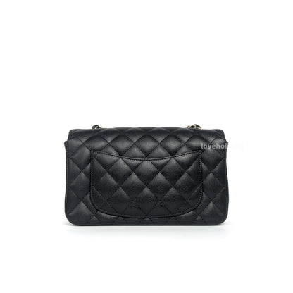 Chanel Mini Rectangle  | 17C Black Caviar Light Gold Hardware-back