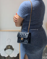 Chanel Sweet Mini Square Flap 21K Dark Blue/Navy  Caviar Brushed Gold Hardware-modelshots