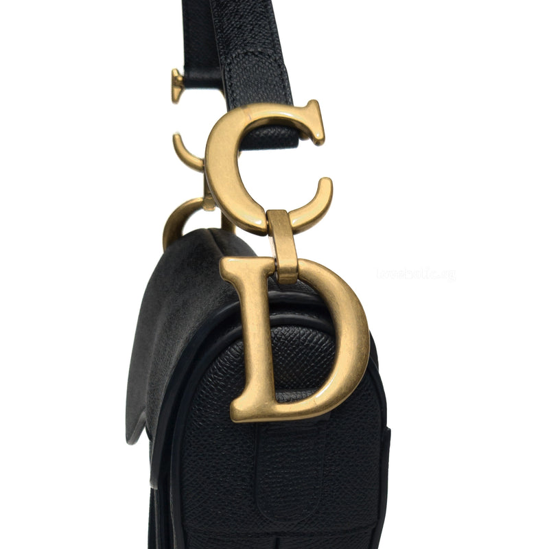 Dior Saddle Medium | Black Calfskin Brushed Gold Hardware