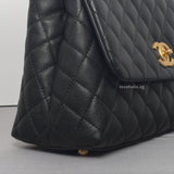 Coco Handle Medium | Black Caviar Brushed Gold Hardware
