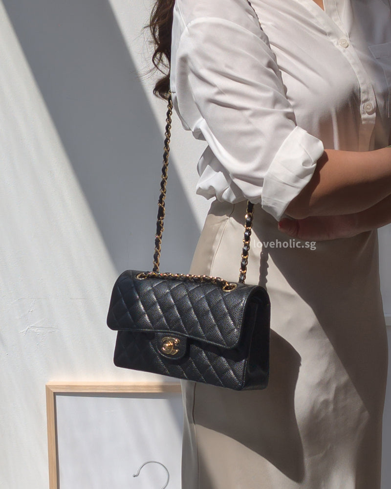 Chanel Classic Flap Small | Black Caviar Gold Hardware-modelshots