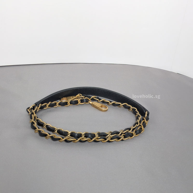 Coco Handle Medium | Black Caviar Brushed Gold Hardware