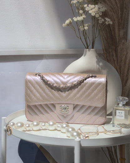 Chanel Classic Chevron Medium | 17B Rose Gold Caviar Silver Hardware-main