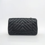 Chanel Classic Flap Chevron Mini Rectangle | 17S Black Caviar Silver Hardware-back