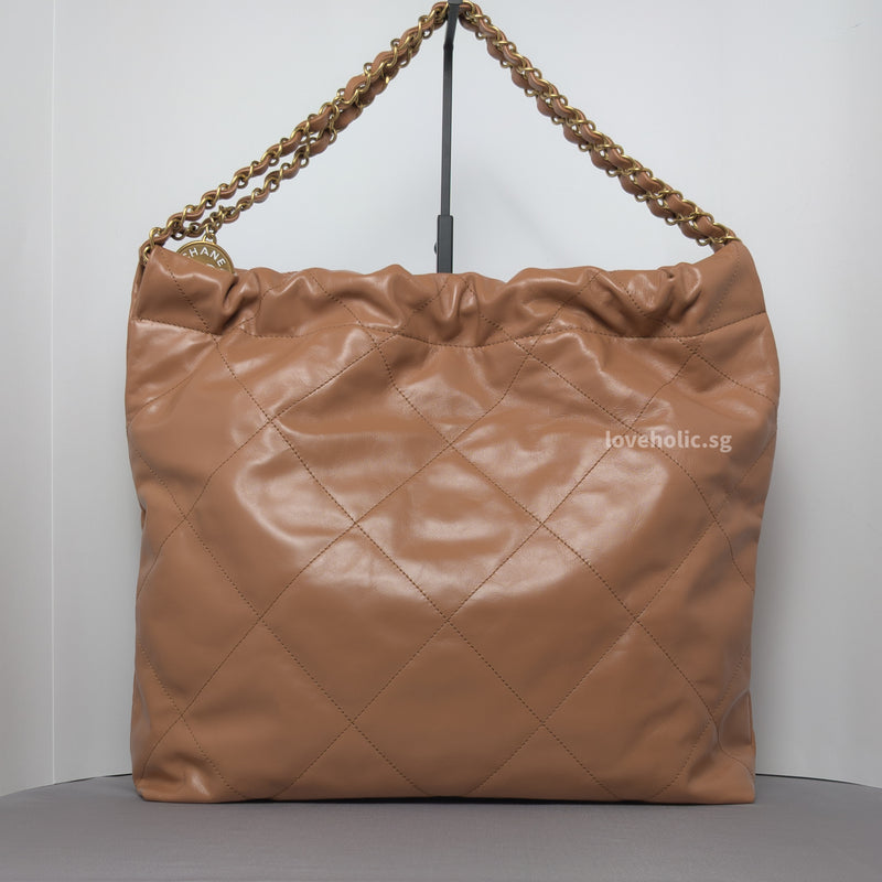 Chanel Chanel 22 Medium | 26K Caramel Calfskin Brushed Gold Hardware-back