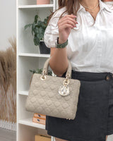 Dior Lady Dior Medium  | Beige Lambskin Light Gold Hardware-modelshots