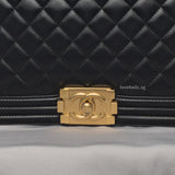 Boy Old Medium | Black Lambskin Brushed Gold Hardware