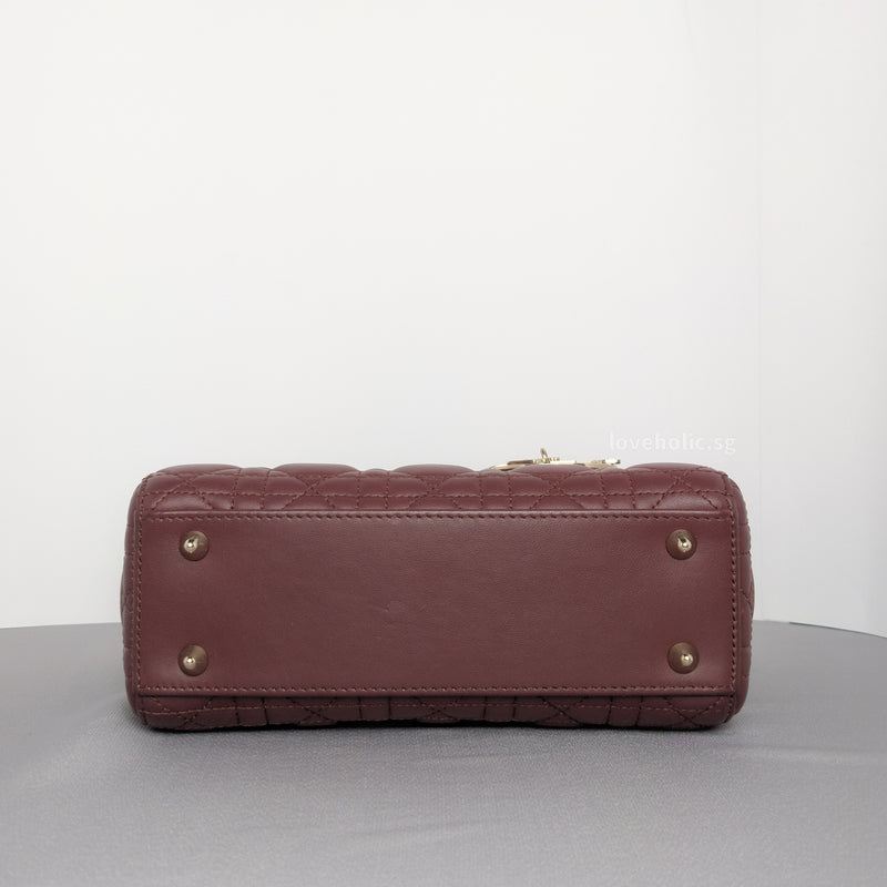 My ABC Lady Dior Small | Burgundy Lambskin Light Gold Hardware