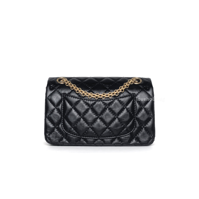 Chanel Reissue 2.55 Mini | Black Calfskin Brushed Gold Hardware