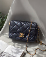 Chanel Flap Bag Perfect Mini | 21K Iridescent Black Caviar Brushed Gold Hardware-main